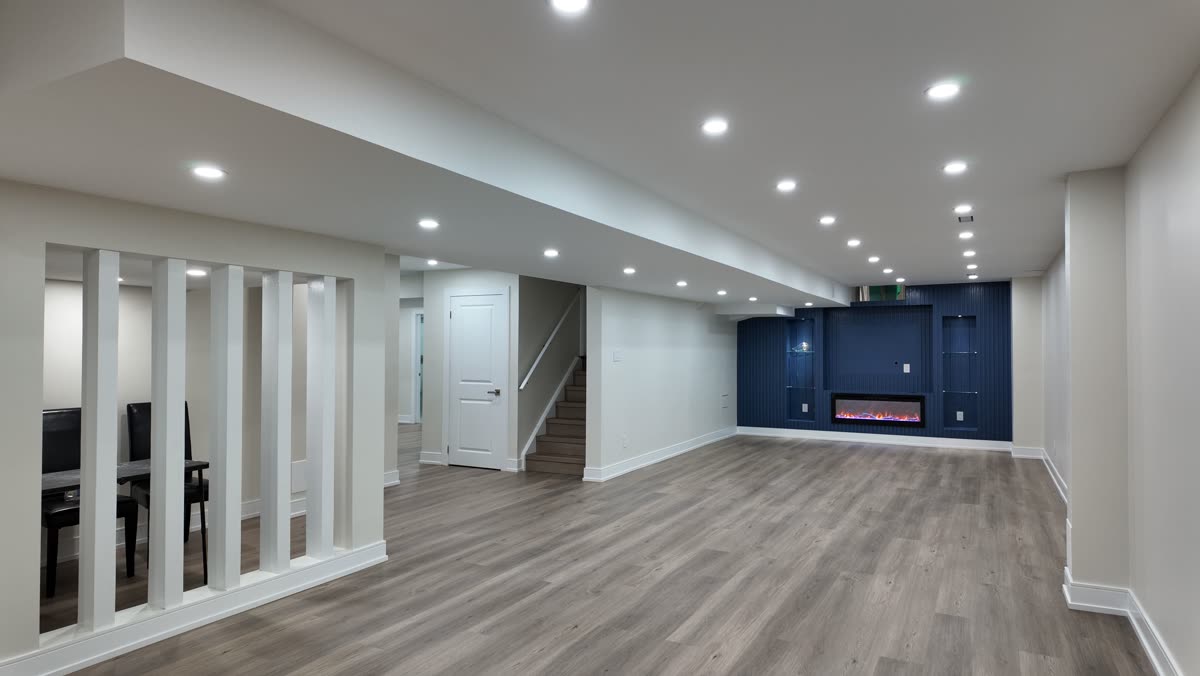 Open-concept basement renovation in Brampton by GSR