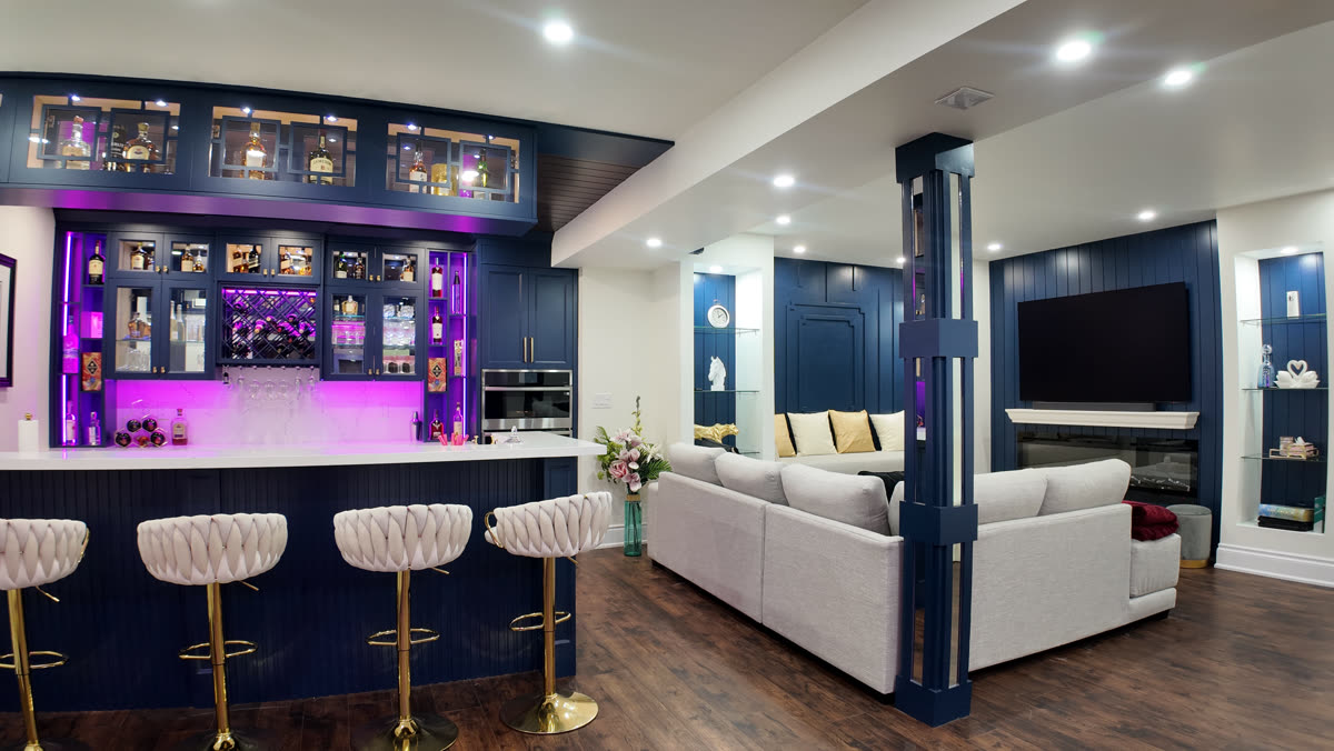Finished luxury basement living area